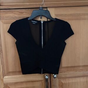 Bebe Black Sheer Back Crop Top